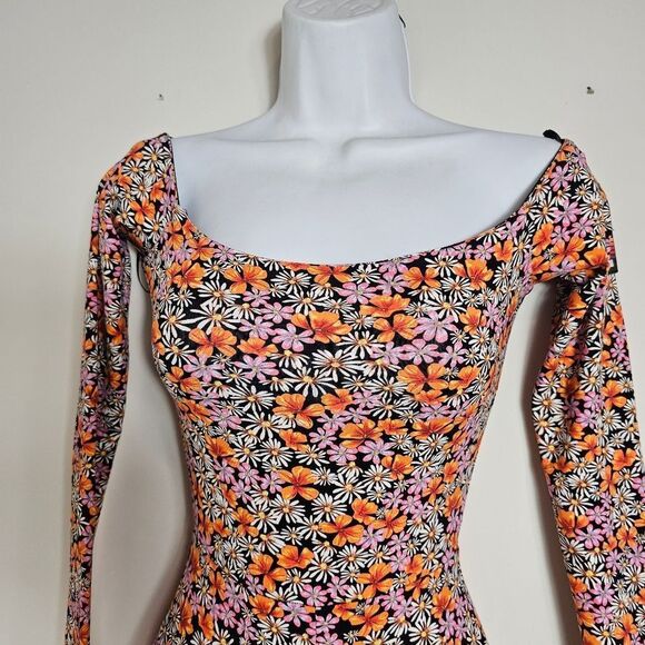 ZARA X PURPLE MAGAZINE Floral Off Shoulders One Piece Body Jumpsuit Size M - Picture 9 of 11